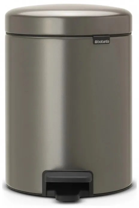 Cos de gunoi cu pedala Brabantia NewIcon 649012, 5 L, Inchidere lina, Baza antiderapanta, Gri