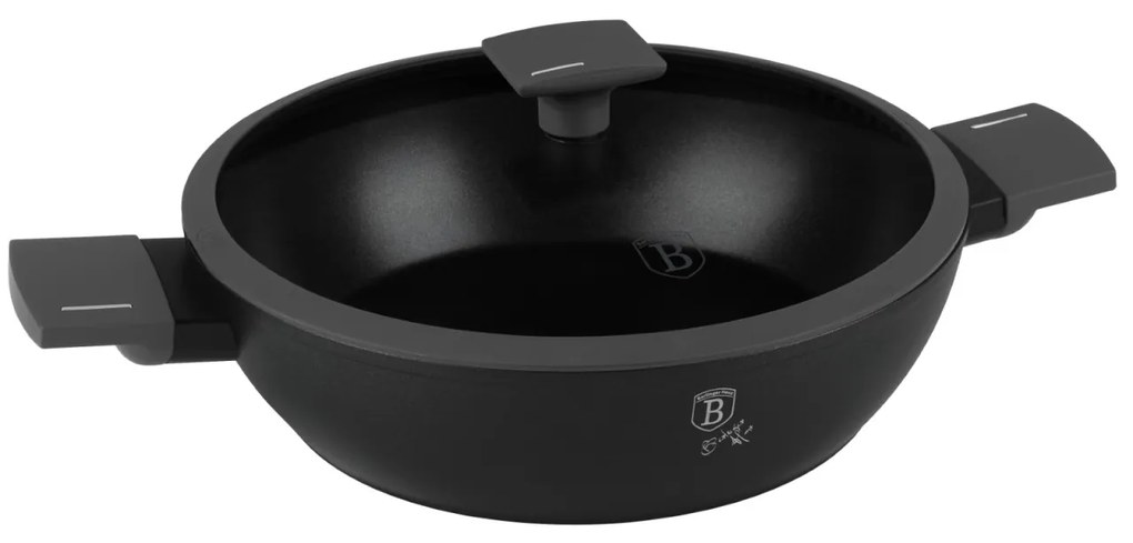Cratiță cu capac 28 cm, 3.8L – Berlinger Haus Anthracite Collection BH 8128, cu strat antiaderent titan, design modern, gri antracit