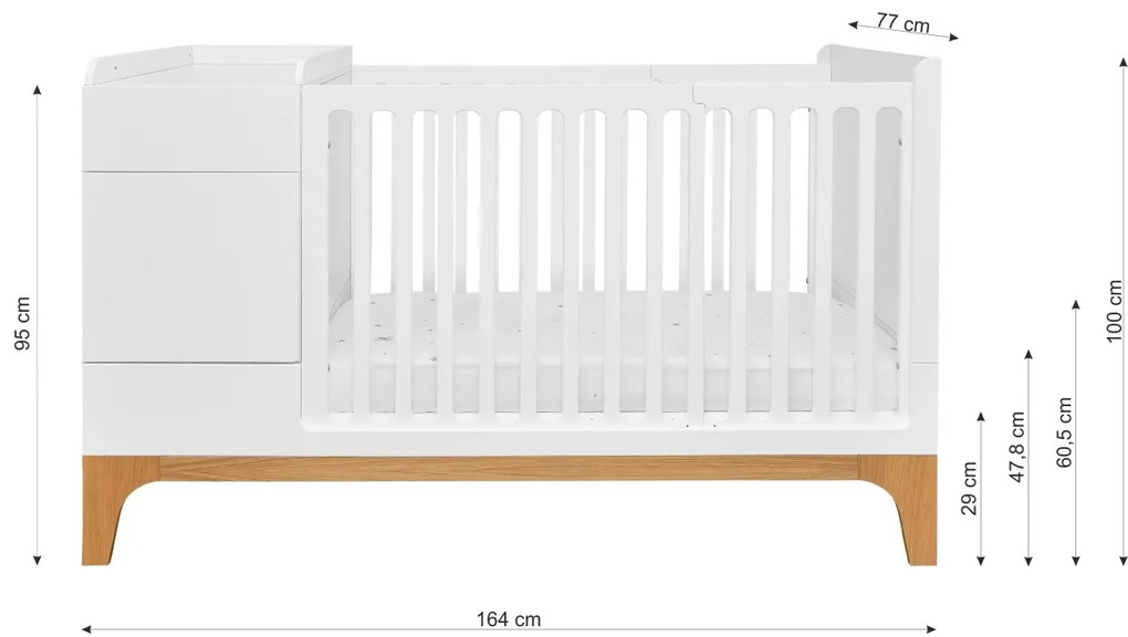 Patut pentru copii multifunctional UP! alb 70×120 cm