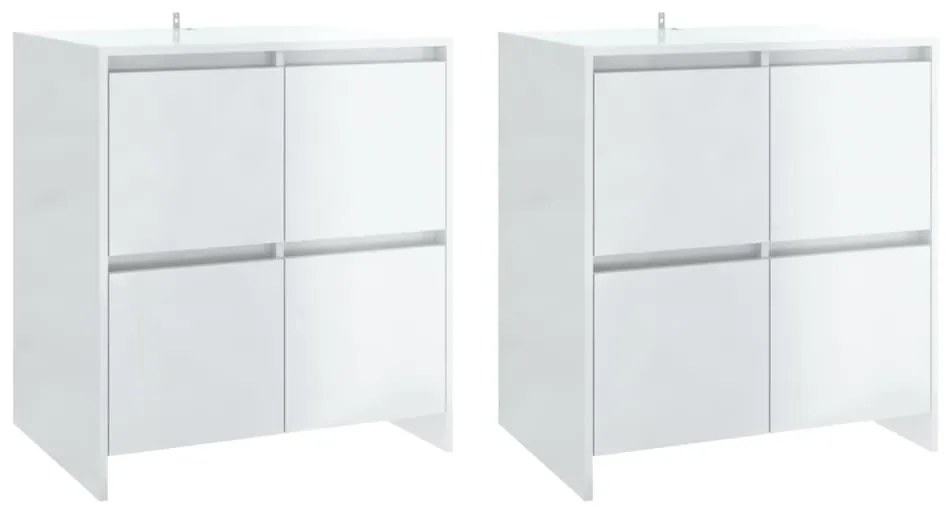 3098093 vidaXL Servante, 2 buc., alb extralucios, 70x41x75 cm, lemn prelucrat