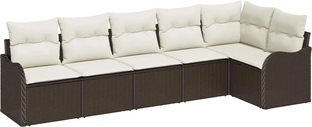 vidaXL Set de canapele pentru grădină 6 pcs Maro poliratan