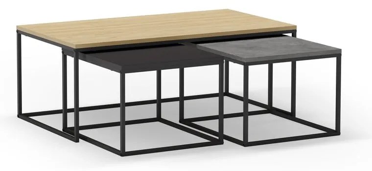 Măsuțe de cafea gri/în culoare naturală 3 buc. 60x110 cm Camelia – Marckeric