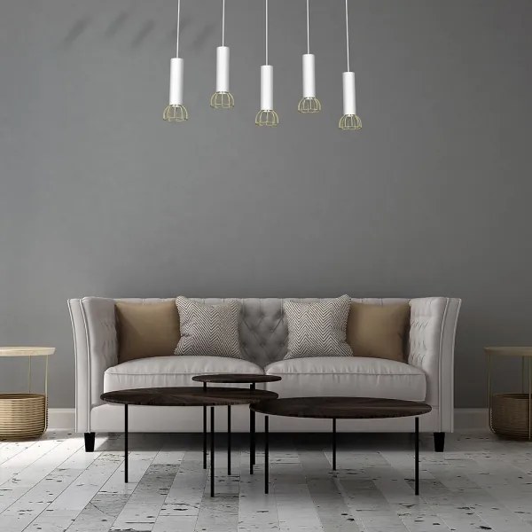 Lustră pe cablu DANTE 5xGU10/25W/230V albă/aurie