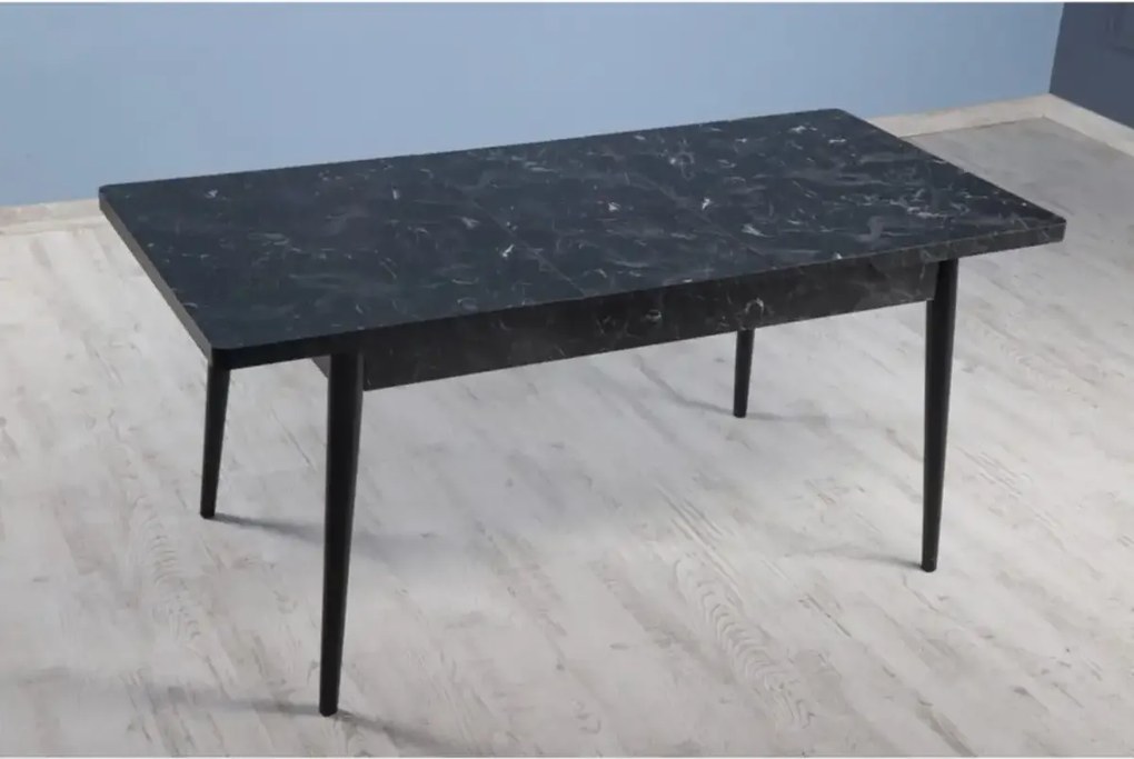 Masa extensibila Dining Homs marmorat negru 170 x 80 cm