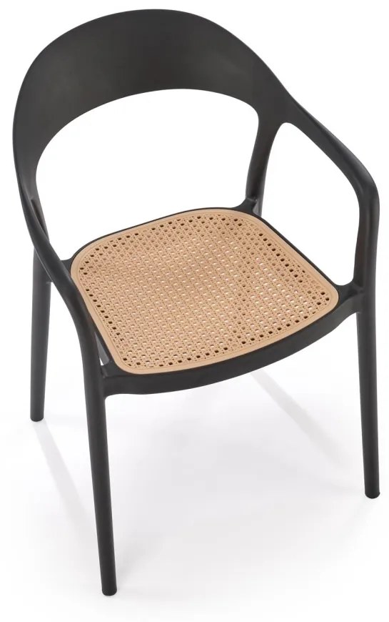 Scaun plastic K530 negru/natur