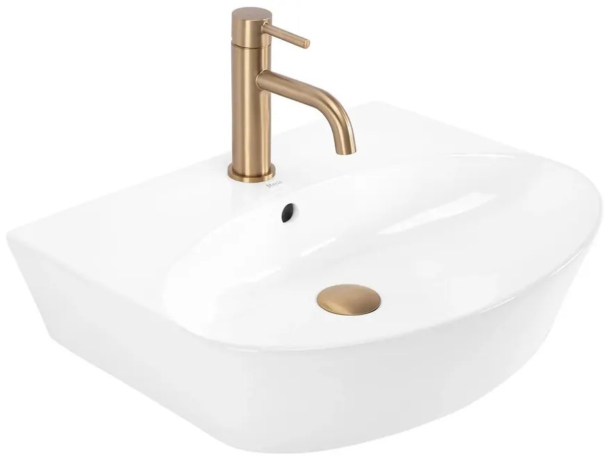 Lavoar pe blat Rea Kim semioval 51.5 cm alb lucios