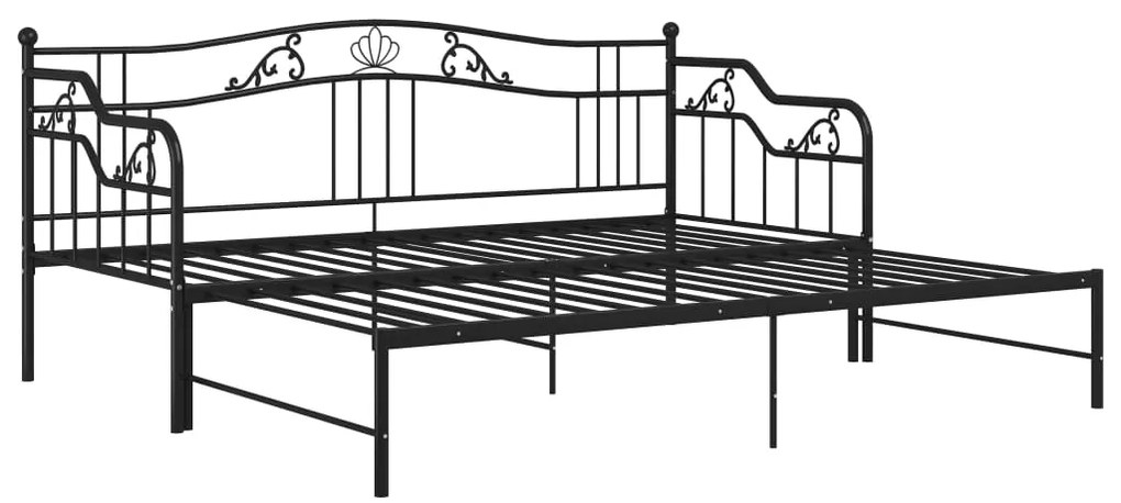 Cadru pat canapea extensibila, negru, 90x200 cm, metal Negru