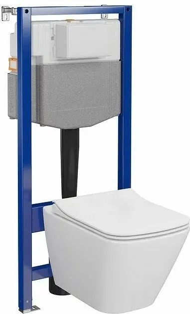 Set rezervor wc incastrat, vas wc suspendat si capac wc slim Cersanit City C16 Aqua 50