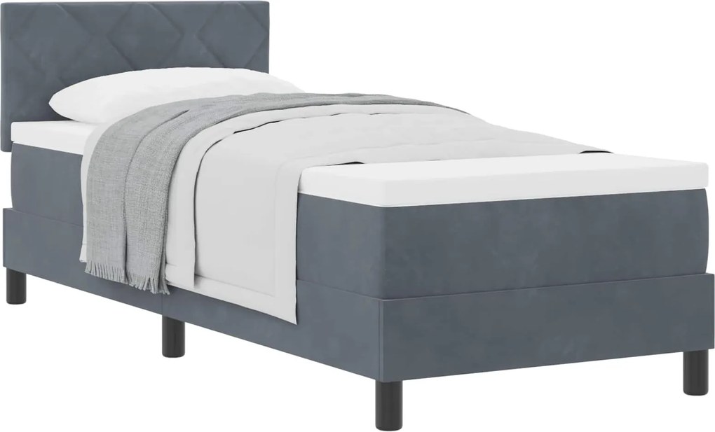 vidaXL Pat cu arcuri cu saltea Gri închis 80 x 200 cm Catifea