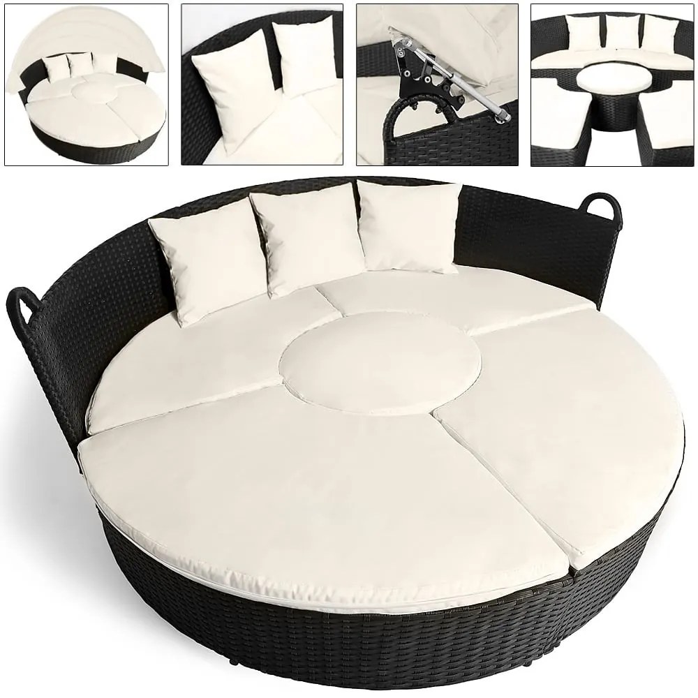Deuba Pat de gradina ratan LAZY - negru 186 cm