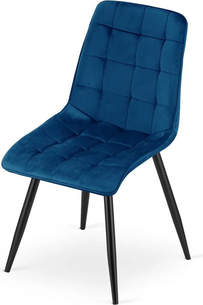 Scaun de dining SPLIT VELVET cu picioare negre, albastru