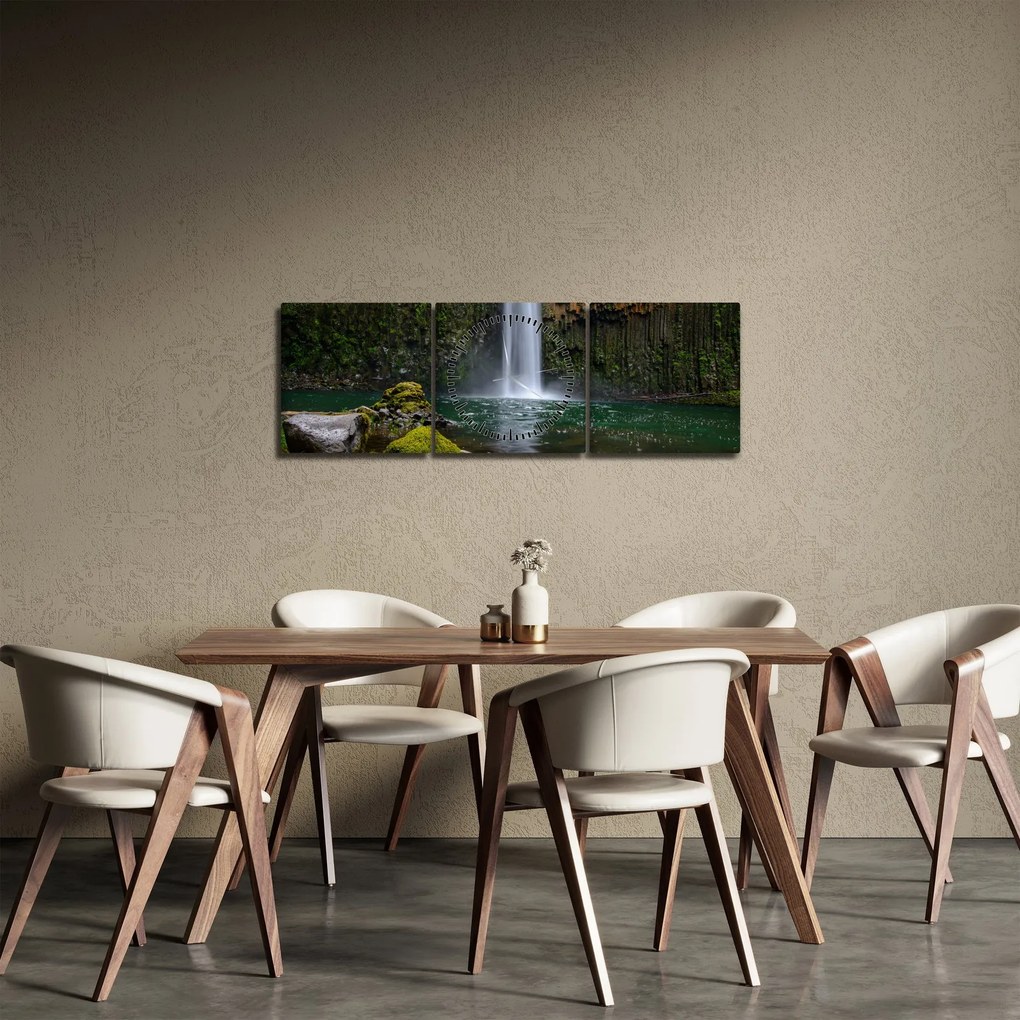 Tablou cu cascade (cu ceas) (90x30 cm)
