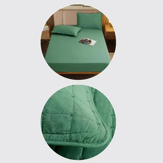 Cuvertură bumbac 100%, verde, 4 piese, 230x240 cm, EY03