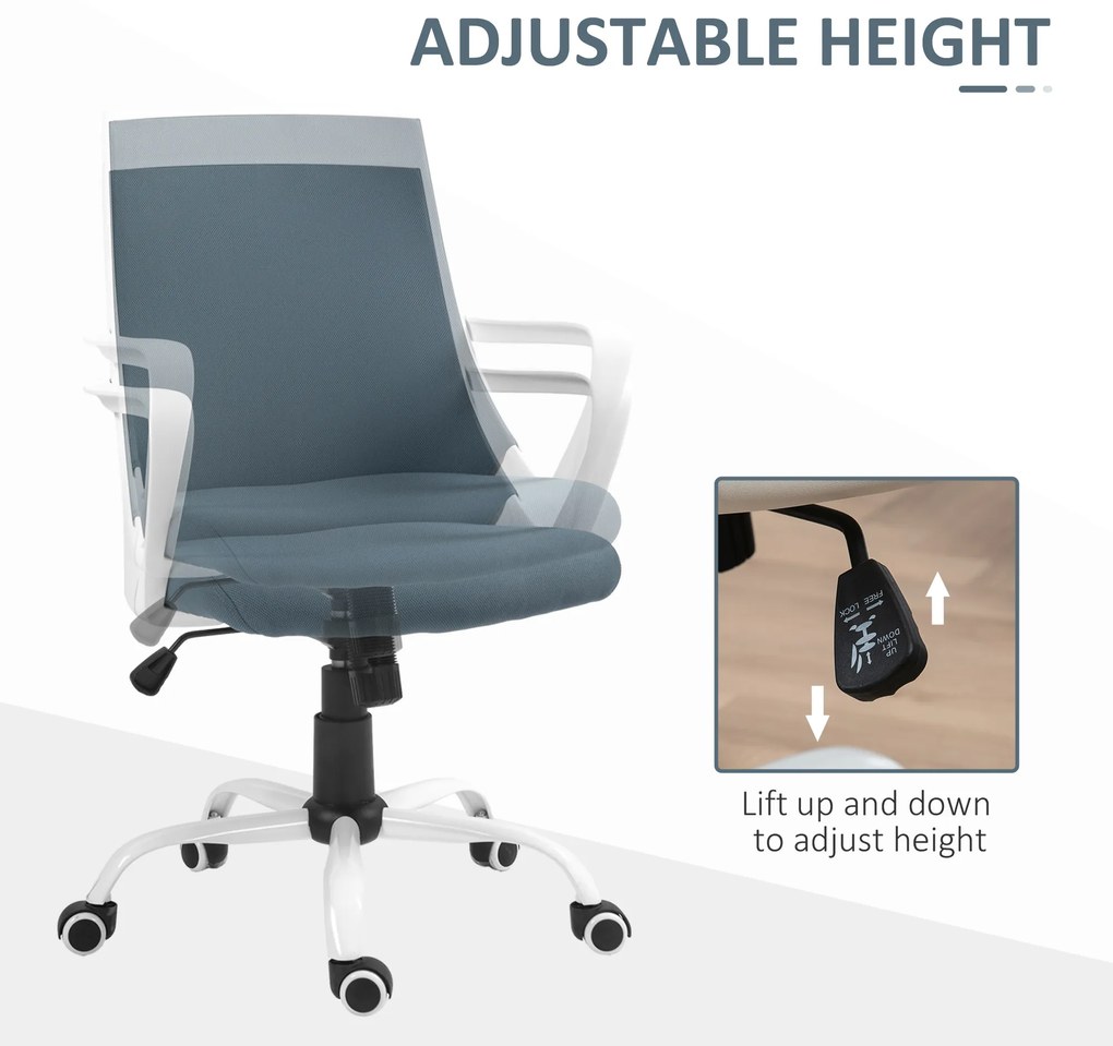 HOMCOM Scaun de Birou Ergonomic cu Înălțime Reglabilă, Scaun de Birou cu Balansoar și Țesătură Respirabilă, 59x61x92.5-102.5 cm, Gri | Aosom Romania