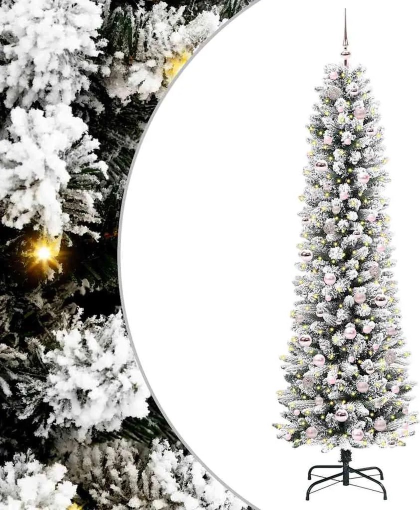 vidaXL Brad de Crăciun artificial Alb 210 cm PVC și metal și plastic