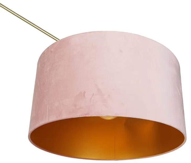 Lampa de podea moderna cu abajur din catifea aurie roz 50 cm - Editor