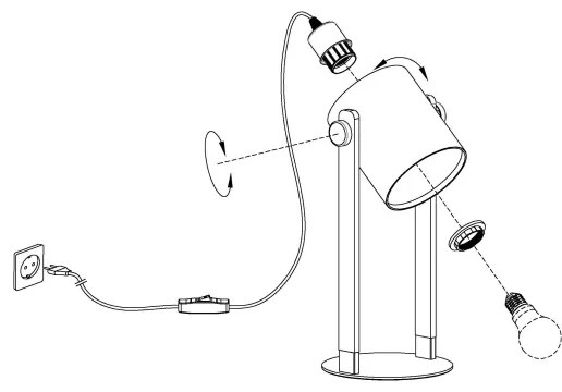 Eglo 43428 - Lampă de masă HORNWOOD 1 1xE27/28W/230V