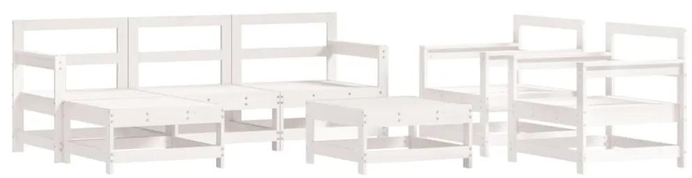 3186257 vidaXL Set mobilier de grădină, 7 piese, alb, lemn masiv de pin
