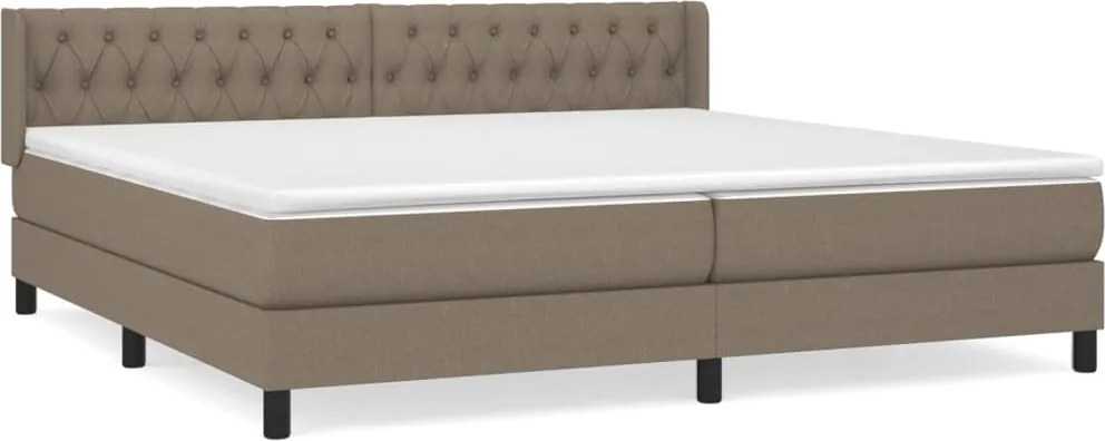 vidaXL Pat box spring cu saltea, gri taupe, 200x200 cm, textil