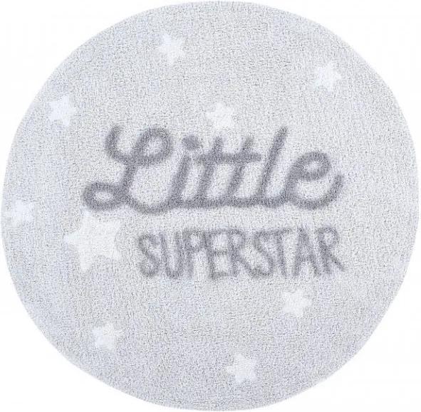 Covor rotund gri pentru copii din bumbac 120 cm Little Superstar Lorena Canals