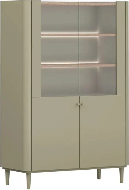 Vitrină cu picioare Elivo 100 cm cu două uși - eucalipt / stejar baltic dune