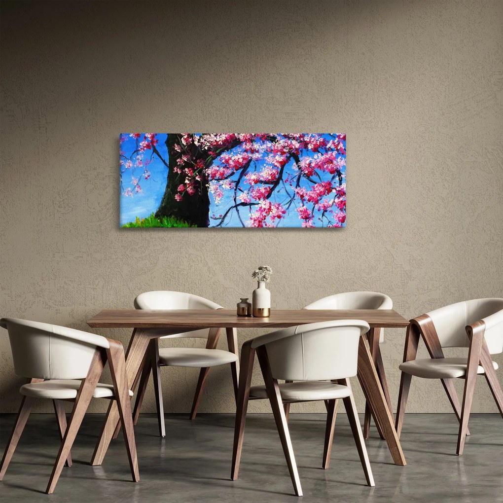 Tablou - Cireș înflorit - pictură (120x50 cm)