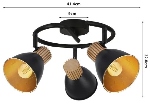 Brilagi - Lampă cu spoturi ODENSE 3xE14/10W/230V lemn/negru