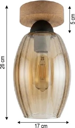 BRILAGI - LED Plafonieră R GLASS 1xE27/60W/230V Ø 17 cm stejar/fumat bej