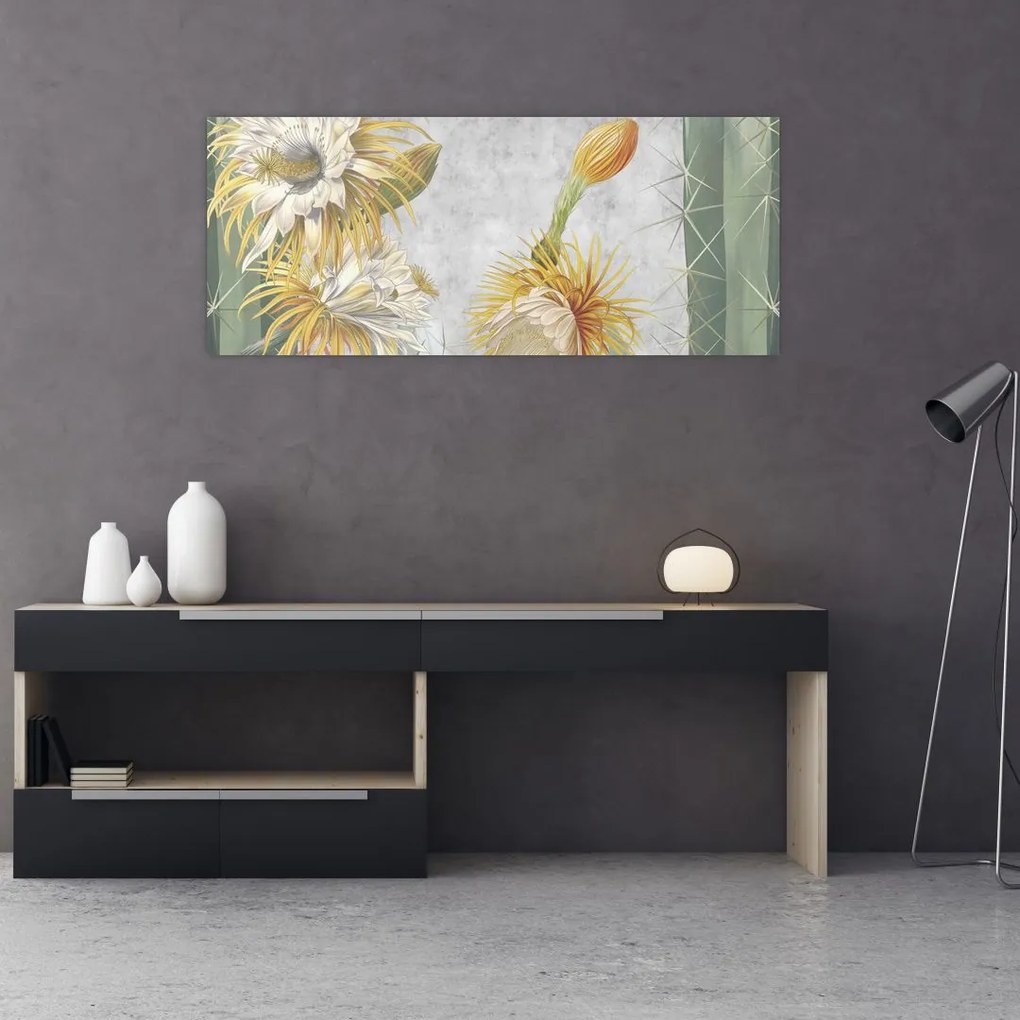 Tablou - Cactuși înfloriți (120x50 cm)
