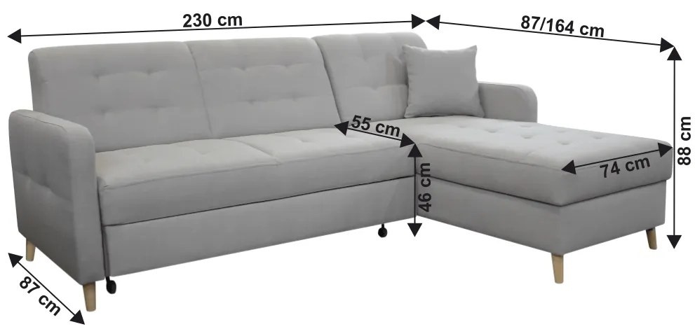 Coltar de colt universala, gri mix, VISBY