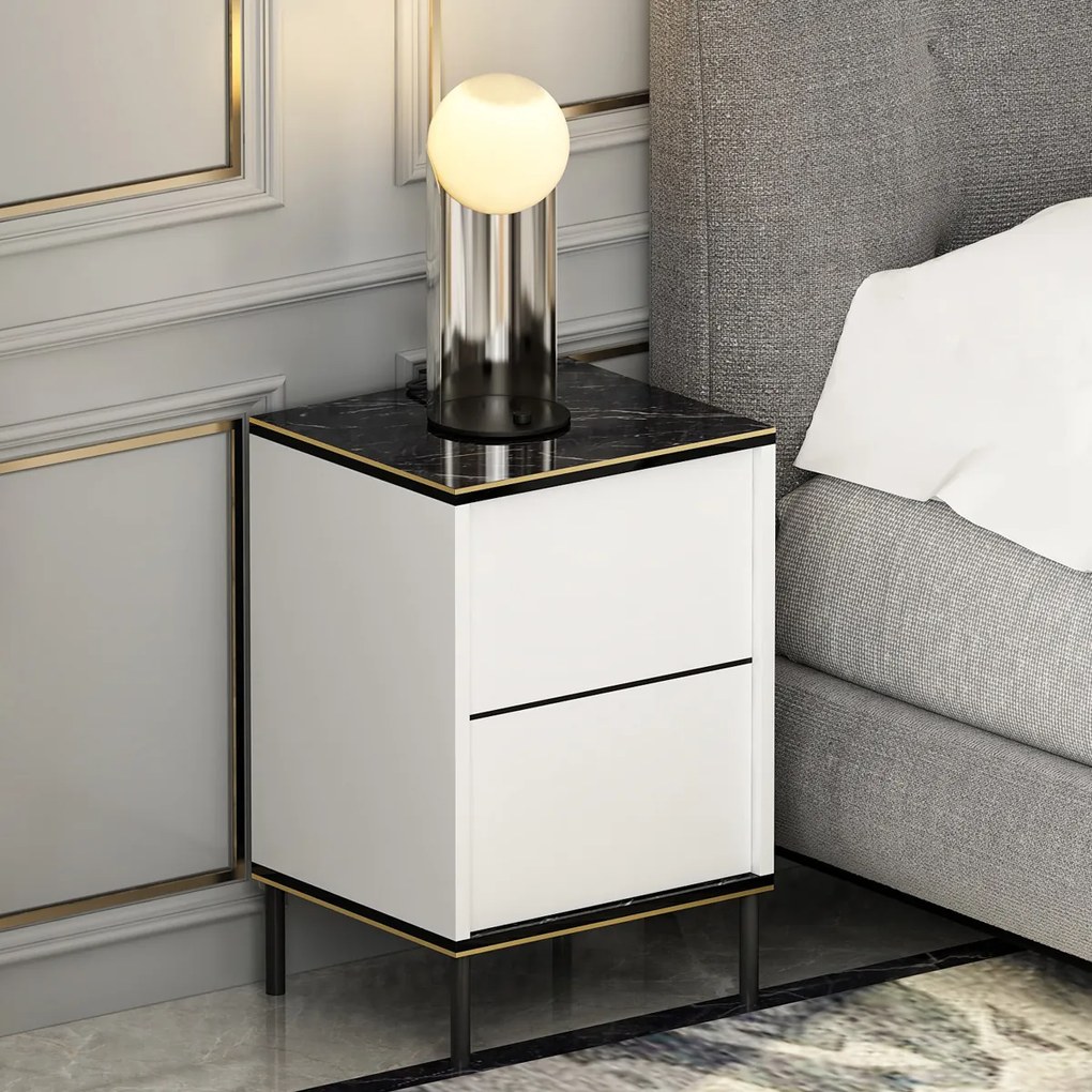 Măsuță de noptieră Imaj White Marble