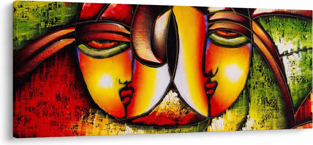 Tablou - Pictură în ulei, chipuri abstracte (120x50 cm)