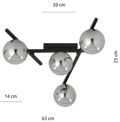 Plafonieră SMART 4xE14/10W/230V negru/gri