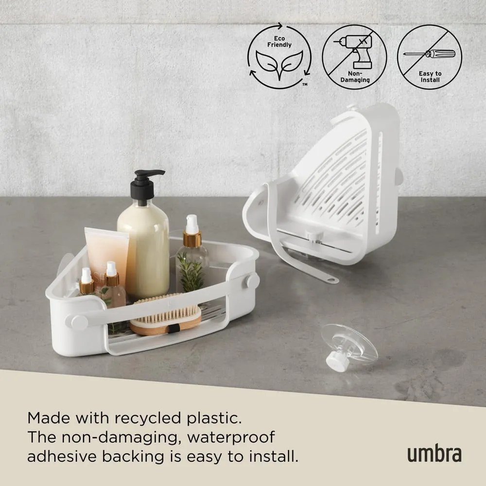 Raft pentru baie alb autoadeziv/pentru colț din plastic reciclat Flex – Umbra