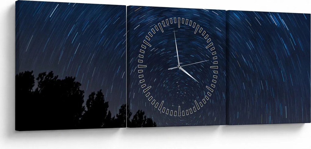 Tabloul cu cerul nocturn (cu ceas) (90x30 cm)
