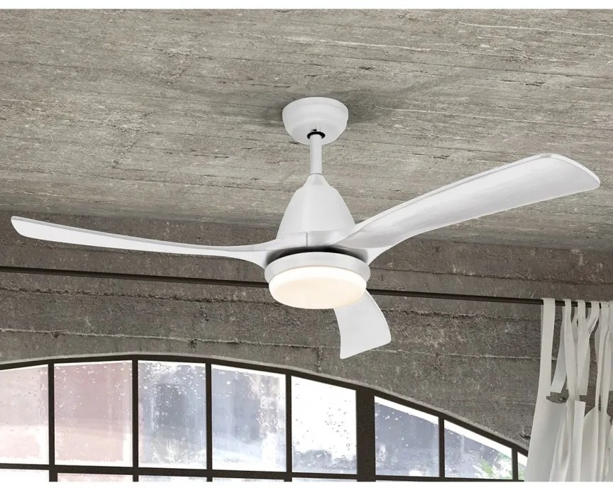 Lustra cu Ventilator, iluminat LED si telecomanda, lame din lemn, Aspas alb SV-316590