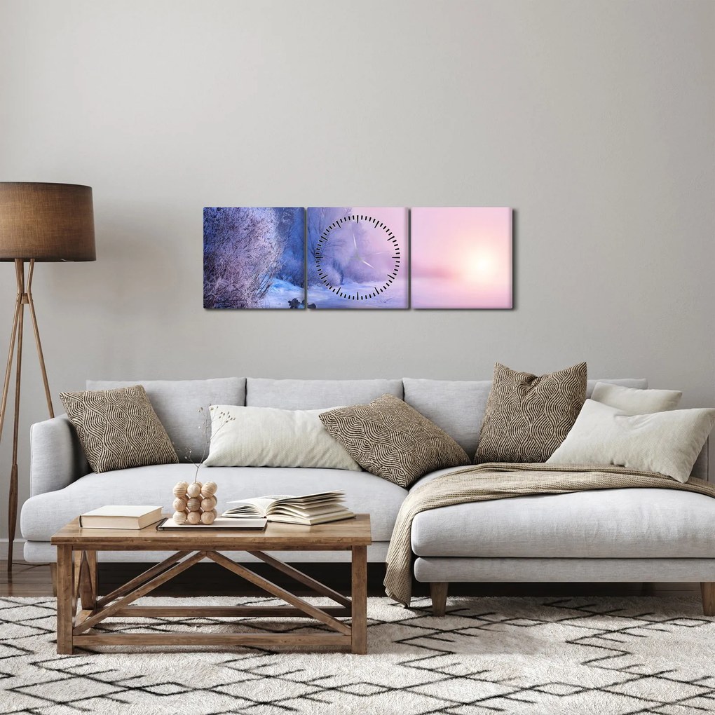 Tablou - Râu înghețat (cu ceas) (90x30 cm)