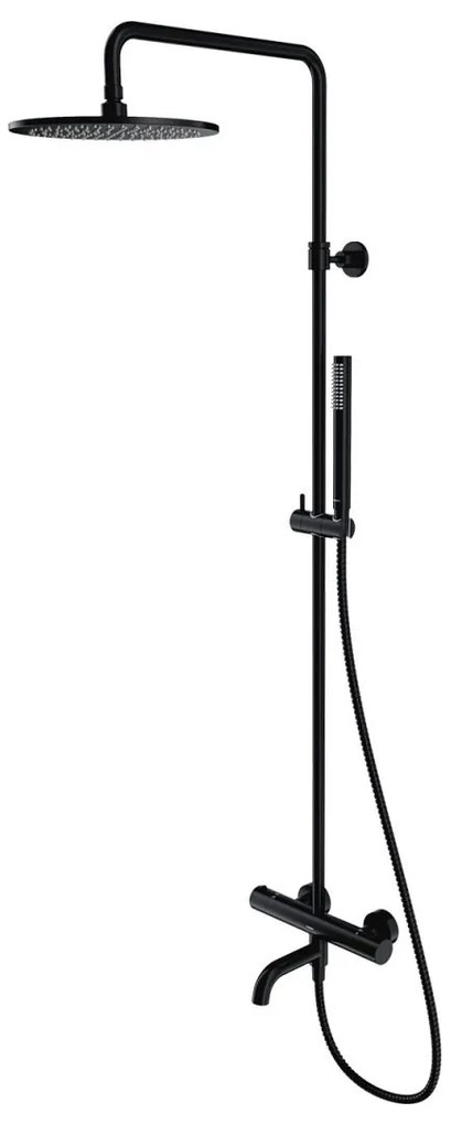 Omnires Y set cada si dus perete cu termostat da negru Y1234BL
