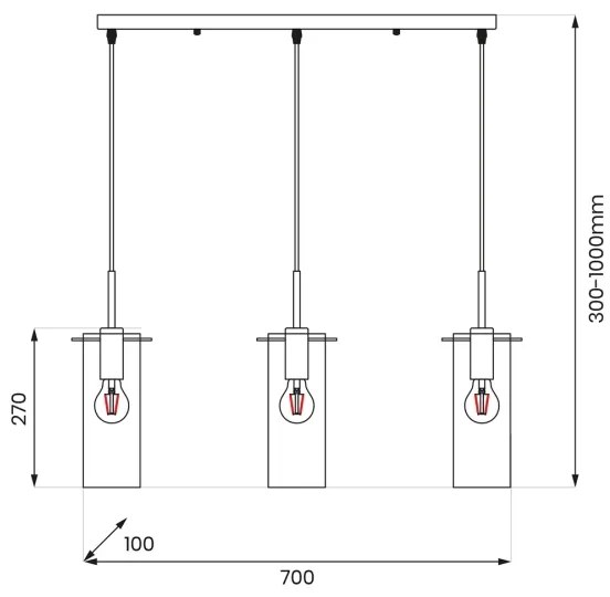 Lustră pe cablu PADOVA 3xE27/15W/230V negru
