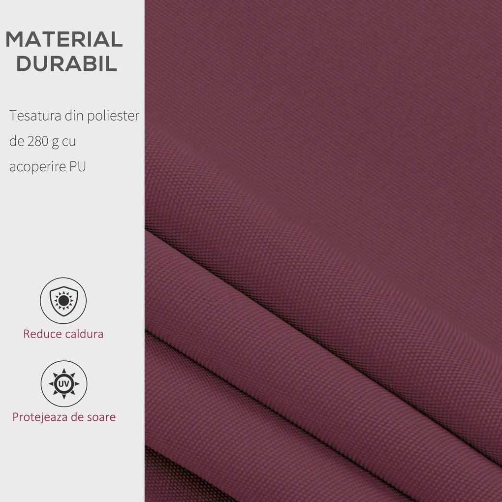 Copertina de Soare pentru Exterior Reglare cu Manivela, din Aluminiu si Poliester, 295x250cm, Rosu Inchis Outsunny | Aosom RO