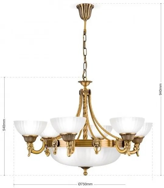 Candelabru stil clasic diam.75cm Rocca LU 1689/6+3 bronze OR