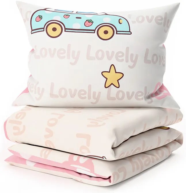 Lenjerii din bumbac pentru patut Culoare roz, AUTO LOVELY