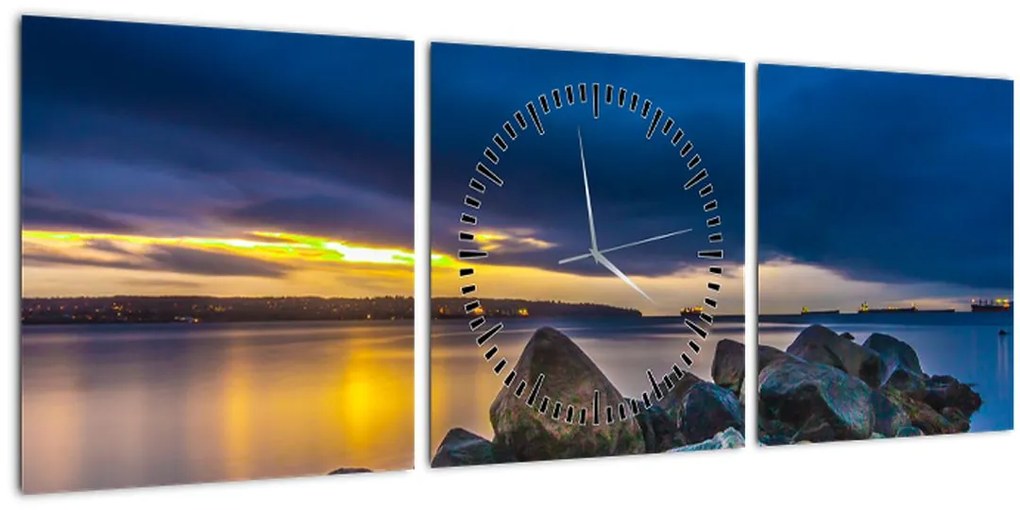 Tablou - Nori de furtună deasupra apei (cu ceas) (90x30 cm)