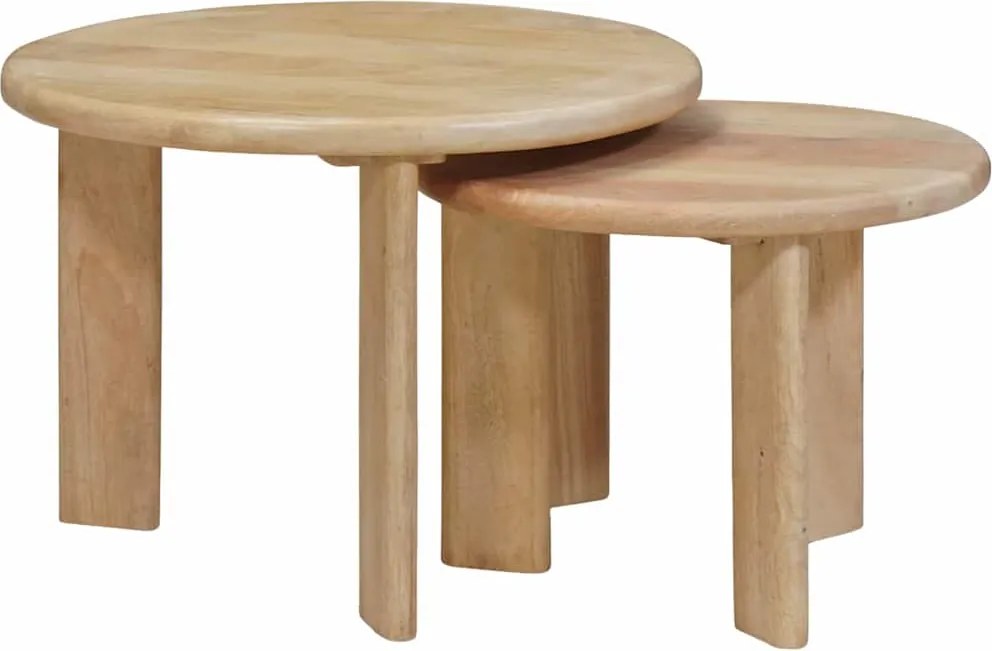 vidaXL Mese de Cafea Nesting 2 pcs Negru Lemn de mango solid