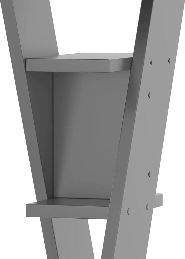 Birou simplu cu suport în formă de X, raft de depozitare cu șase poziții, 120x50x74 cm, Gri + Alb