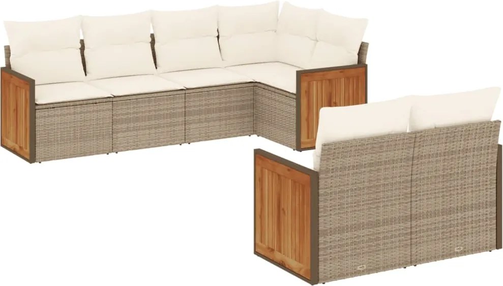 vidaXL Set canapele de grădină, 7 piese, cu perne, bej, poliratan