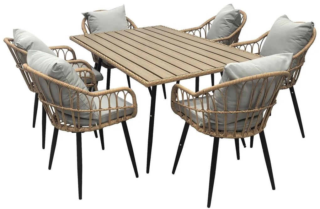 Autronic Masă de grădină, metal, polywood, maro, AZ-F1407 NAT
