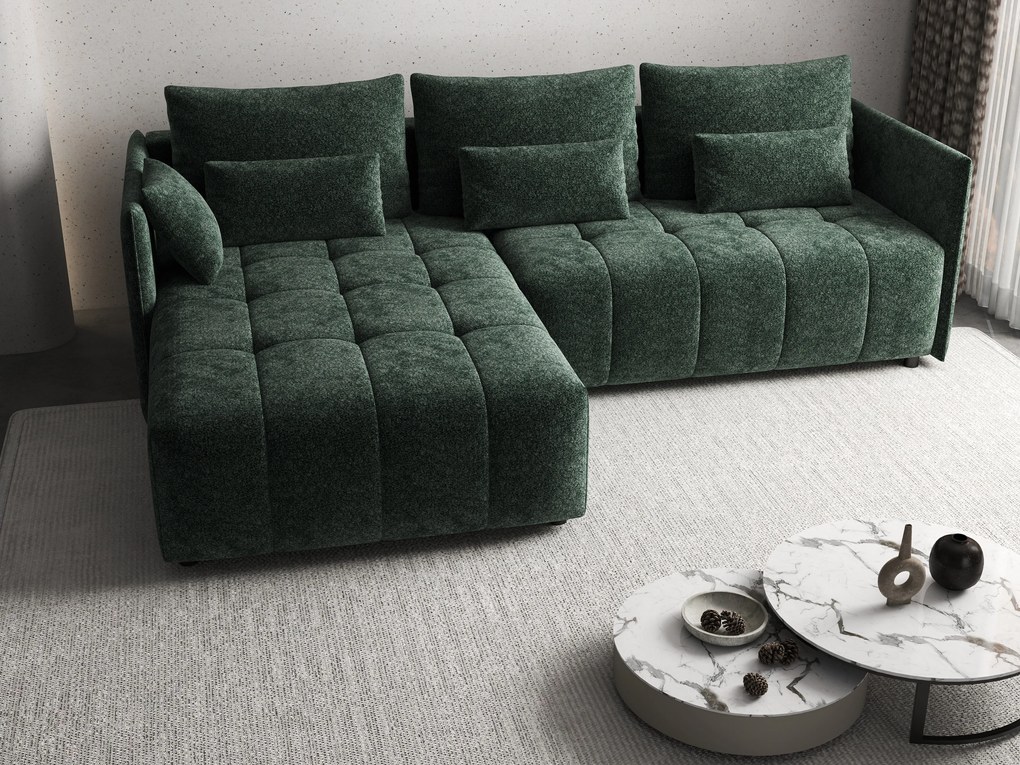 Colțar extensibil dumonde cu ladă de depozitare si sezut confortabil din spuma high-density, Malta Euphoria Green II 235x185 cm