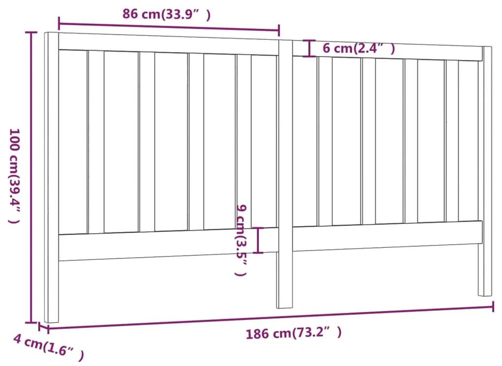 Tablie de pat, gri, 186x4x100 cm, lemn masiv de pin Gri, 186 x 4 x 100 cm, 1