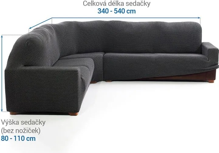 Nueva Textura Huse care se întind foarte bine NIAGARA antracit colţar (l. 340 - 540 cm)
